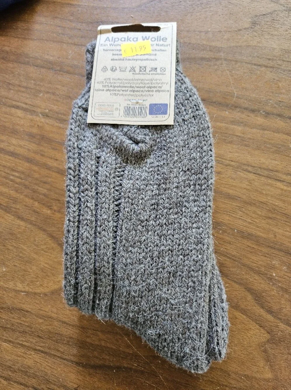 New W Tags Alpaca Cozy Ribbed Women's Sock in Heather Brown 39-42